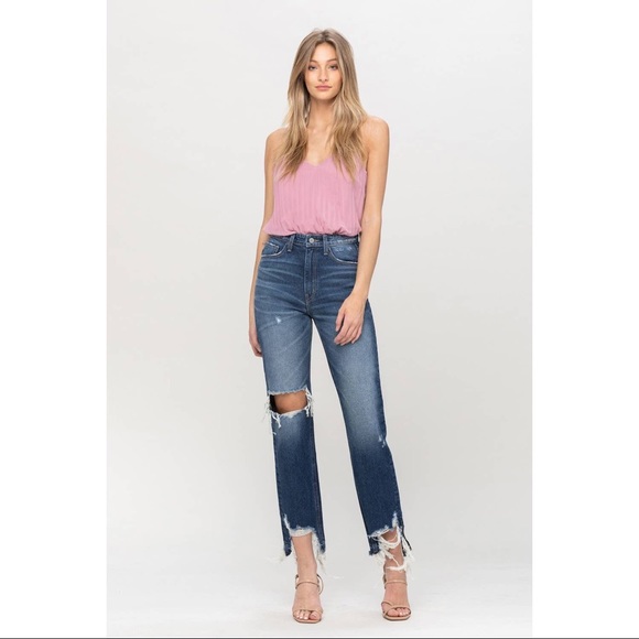 🔥HOST PICK🔥 Charity High-Rise Distressed Hem Straight Denim - Picture 7 of 11